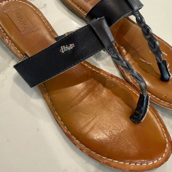 Mad Love Braided T-Strap Flip Flop Sandals Women’s 10 Black Strap Boho Summer - Picture 2 of 9